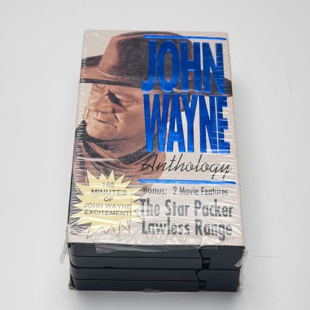 John Wayne Anthology VHS 2-Tape Box Set The Star Packer Lawless Range Westerns